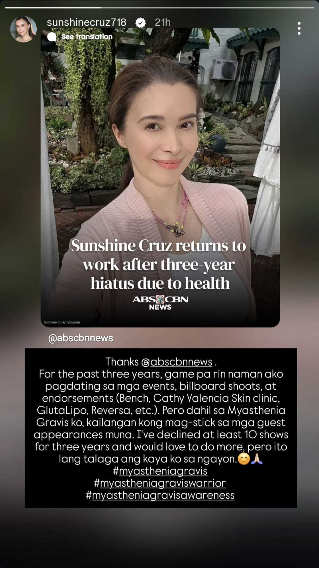 "Ito lang talaga kaya ko": Sunshine Cruz sheds further light on what led to her hiatus "Ito lang talaga kaya ko": Sunshine Cruz sheds further light on what led to her hiatus