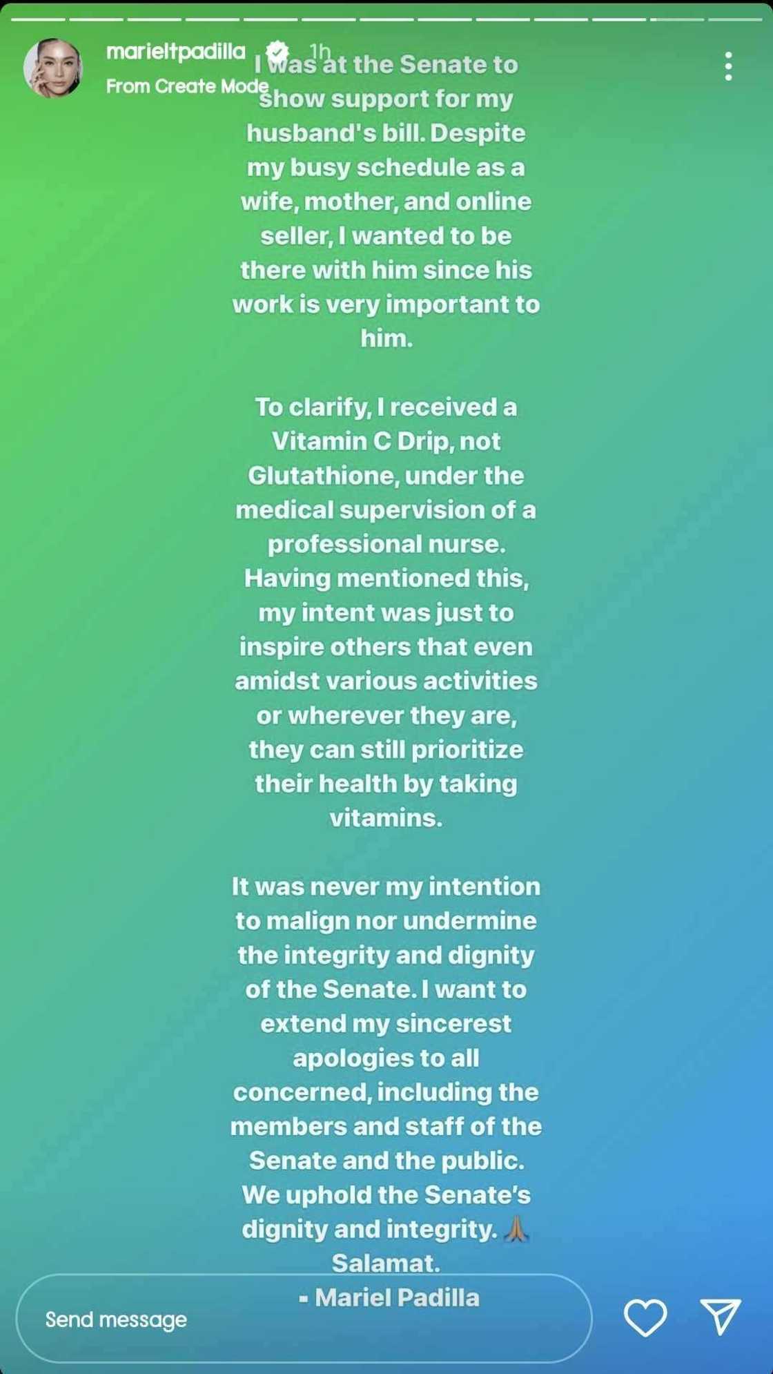 Mariel Padilla apologizes in an online post over viral 'IV drip' photo Mariel Padilla apologizes in an online post over viral 'IV drip' photo