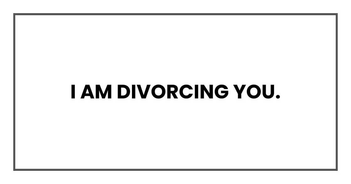 I am divorcing you. I am divorcing you.