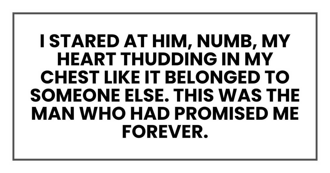 I stared at him, numb, my heart thudding in my chest like it belonged to someone else.