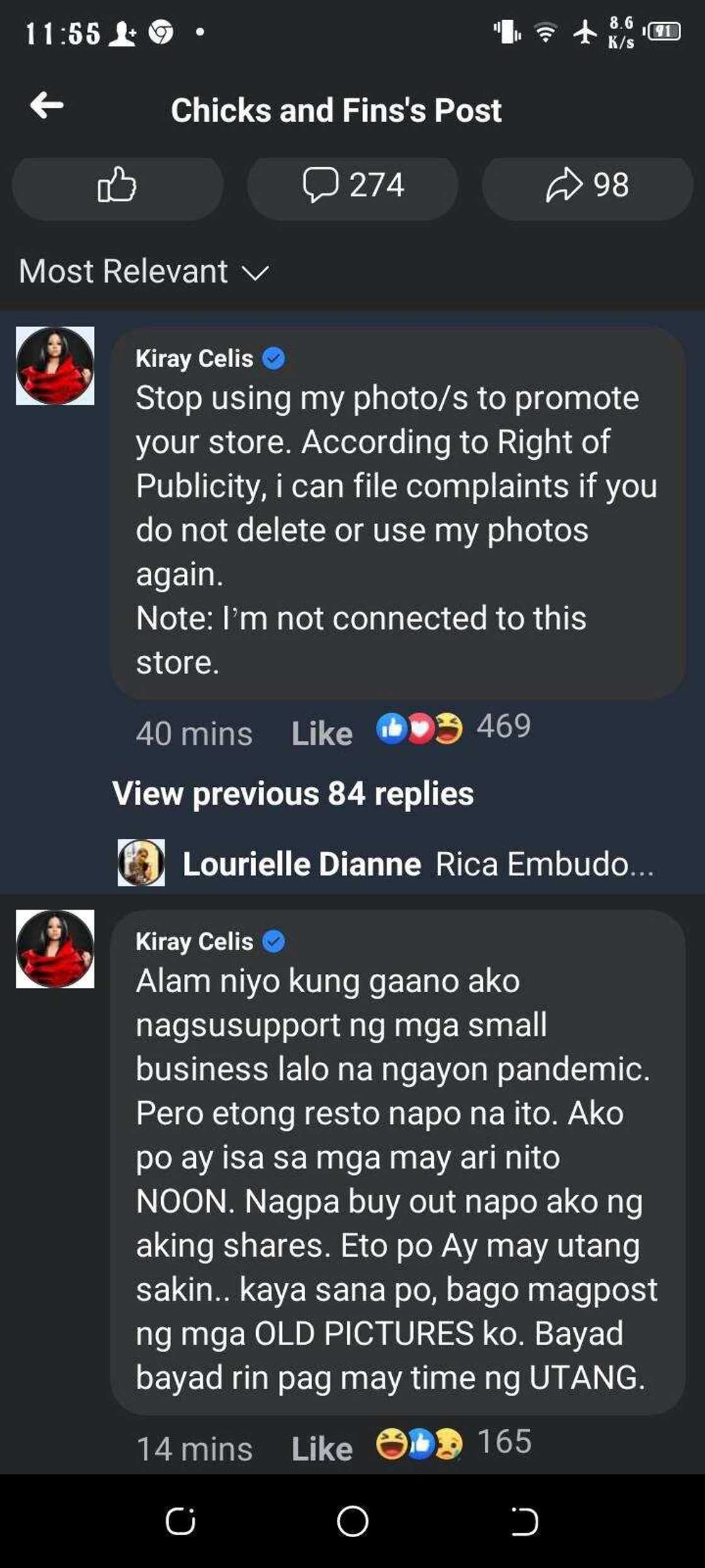 Kiray Celis, pinalagan ang paggamit sa kanyang picture ng isang resto Kiray Celis, pinalagan ang paggamit sa kanyang picture ng isang resto