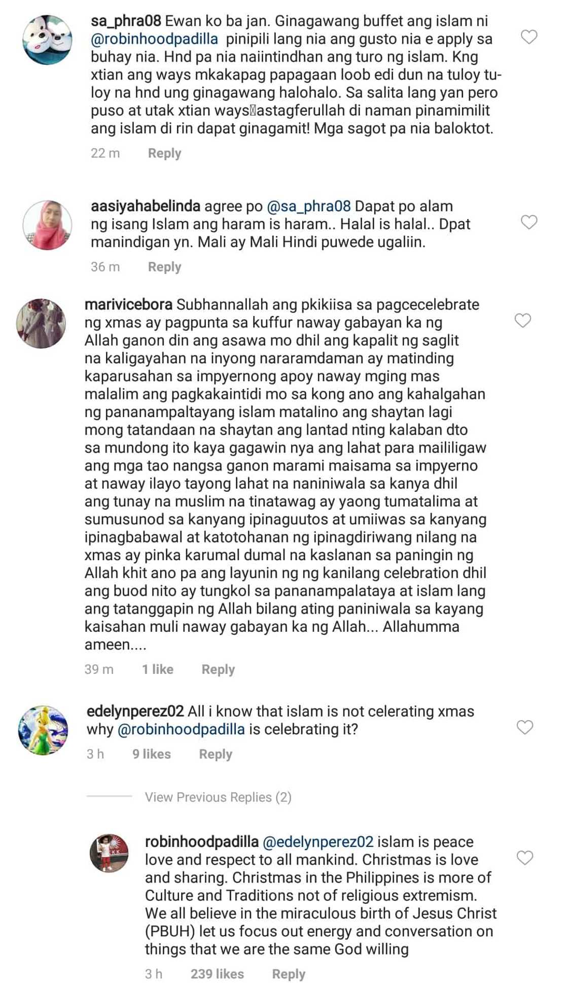 Robin Padilla answers Muslims who bashed him for celebrating Christmas Robin Padilla answers Muslims who bashed him for celebrating Christmas