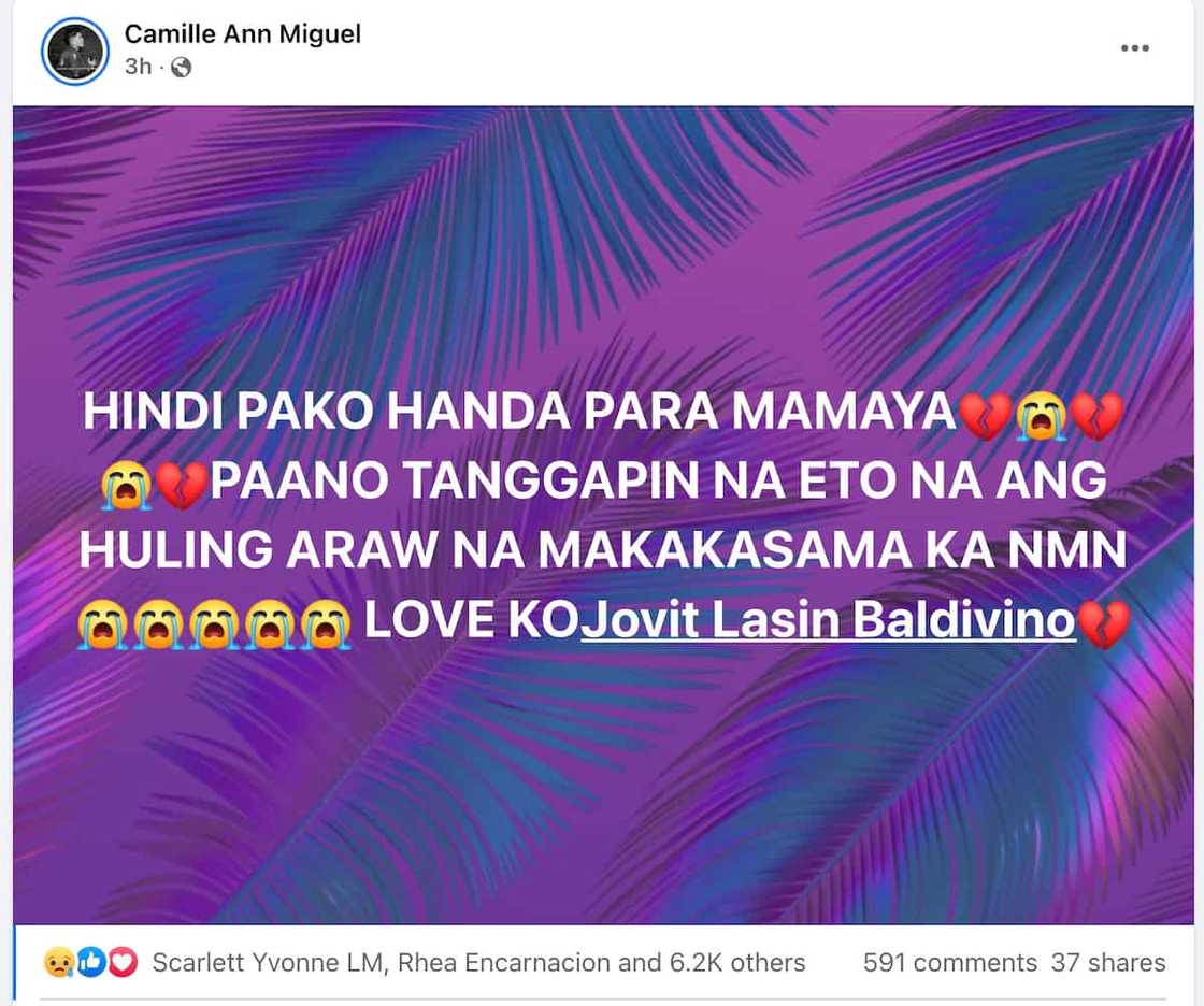 Camille Ann Miguel, di pa matanggap na ililibing na mamaya si Jovit Baldivino