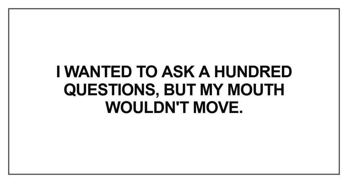 I wanted to ask a hundred questions