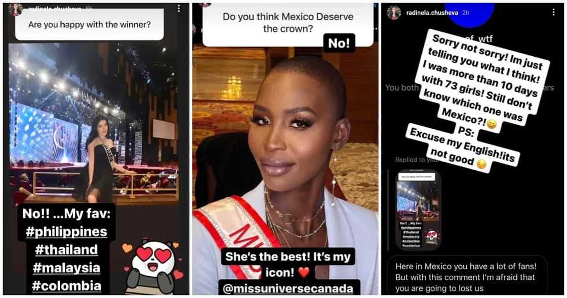 Ms. Bulgaria, tahasang sinabing di deserving si Ms. Universe Mexico sa korona Ms. Bulgaria, tahasang sinabing di deserving si Ms. Universe Mexico sa korona