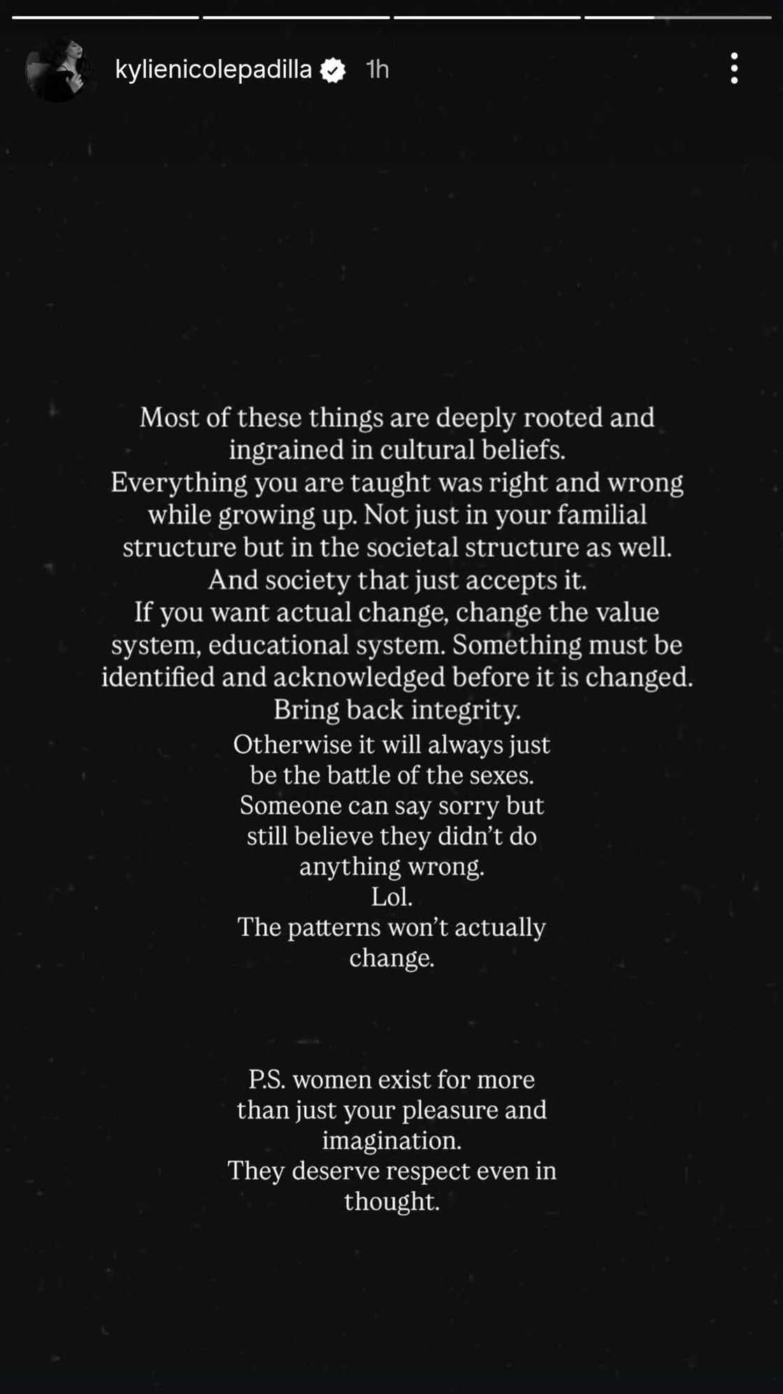 Kylie Padilla, may matapang na pahayag tungkol sa respeto para sa mga kababaihan