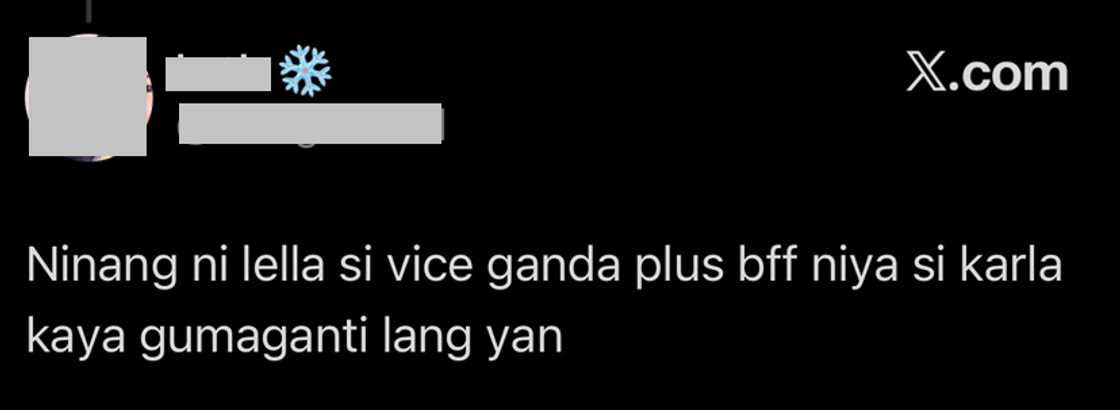 Vice Ganda, nag-react sa “ninang ni Lella” comment ng umano'y toxic fan ng PBB housemates Vice Ganda, nag-react sa “ninang ni Lella” comment ng umano'y toxic fan ng PBB housemates