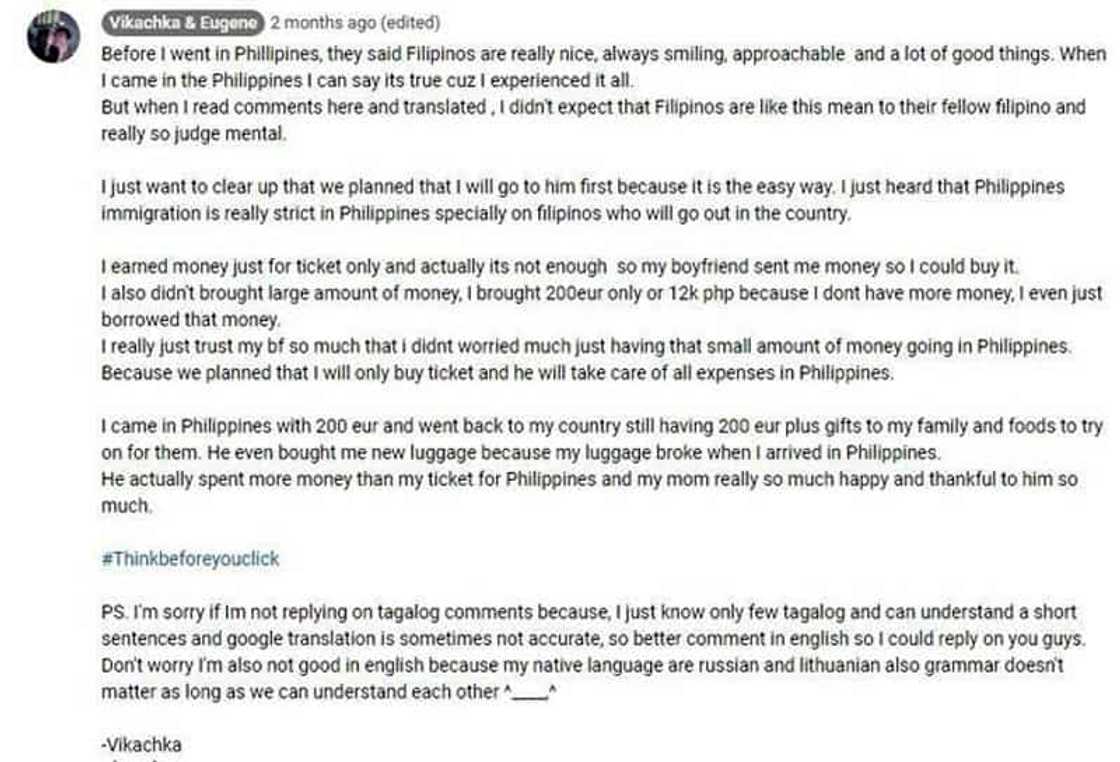 Foreigner girlfriend ipinagtanggol ang Pinoy boyfriend na minamaliit ng mga bashers Foreigner girlfriend ipinagtanggol ang Pinoy boyfriend na minamaliit ng mga bashers