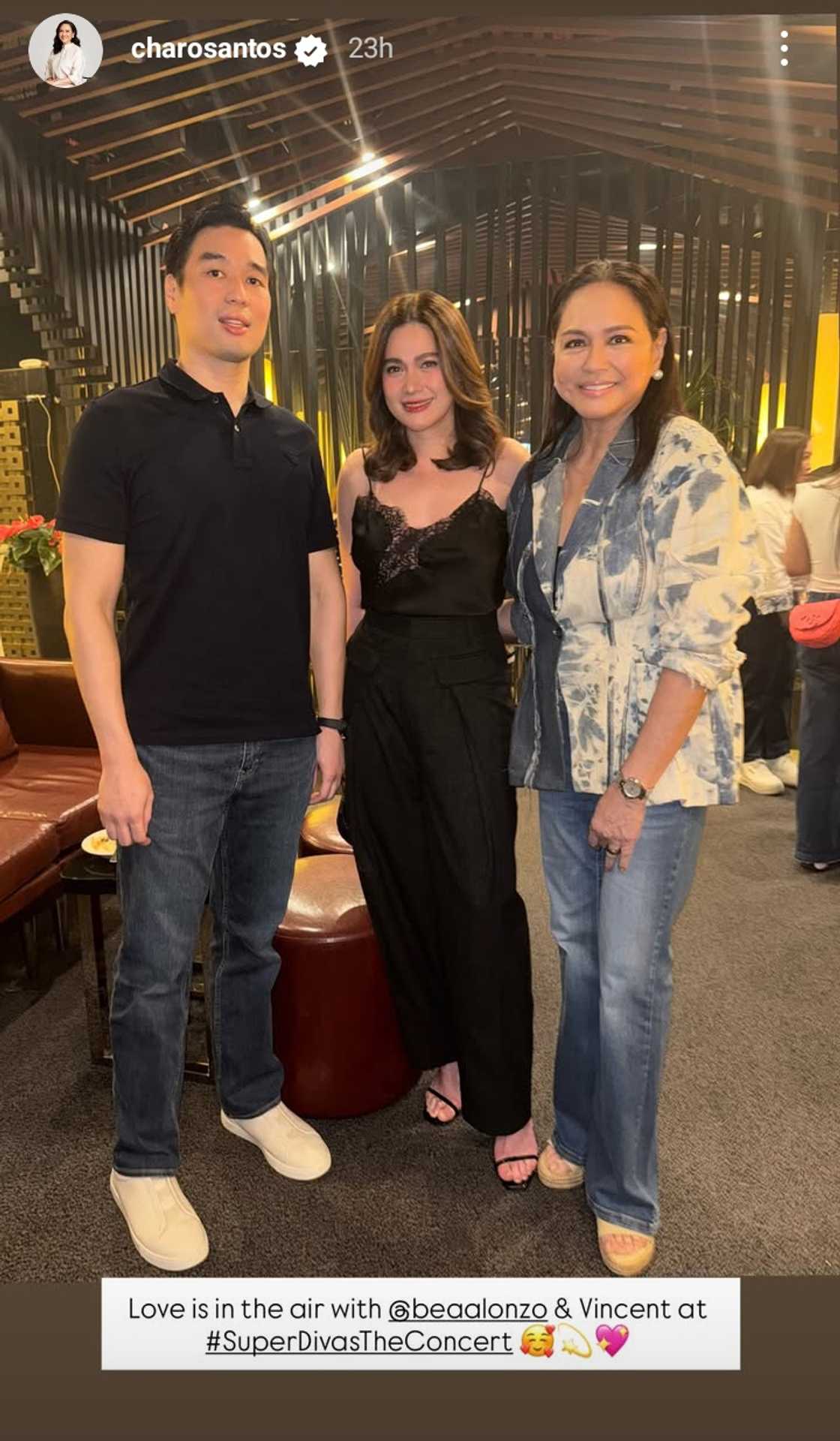 Charo Santos highlights heartwarming moment with Bea Alonzo, Vincent Co at Super Divas concert Charo Santos highlights heartwarming moment with Bea Alonzo, Vincent Co at Super Divas concert