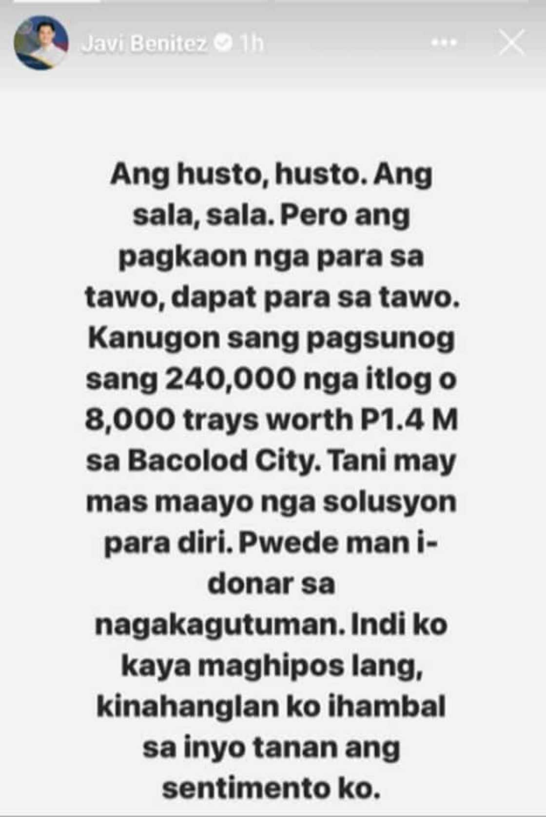 Boyfriend ni Sue Ramirez na si Javi Benitez, umalma sa pagsunog ng 240K na itlog sa Bacolod Boyfriend ni Sue Ramirez na si Javi Benitez, umalma sa pagsunog ng 240K na itlog sa Bacolod