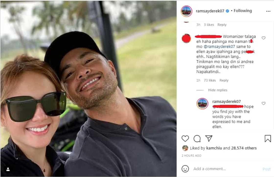 Derek Ramsay, binweltahan ang bastos na comments ng basher niya at ni Ellen Adarna