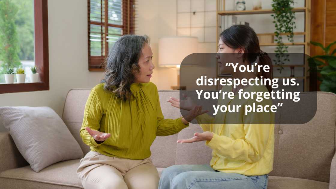 A lady and her mother in law are having a disagreement