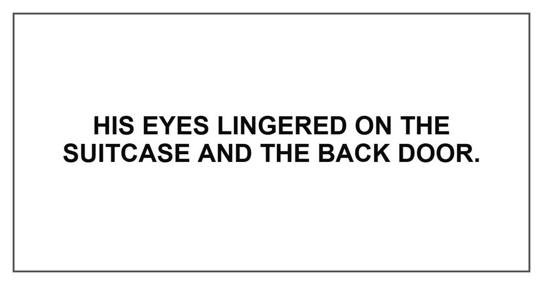 His eyes lingered on the suitcase and the back door.