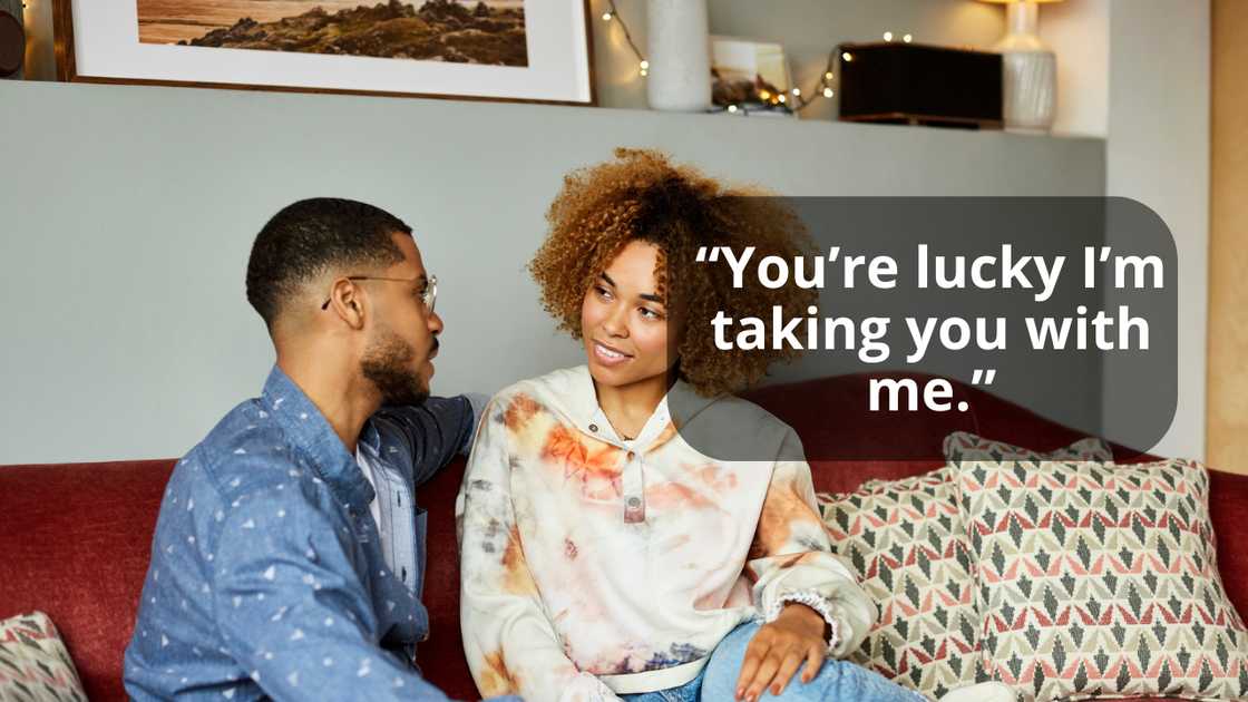 A couple having a light conversation at home A couple having a light conversation at home