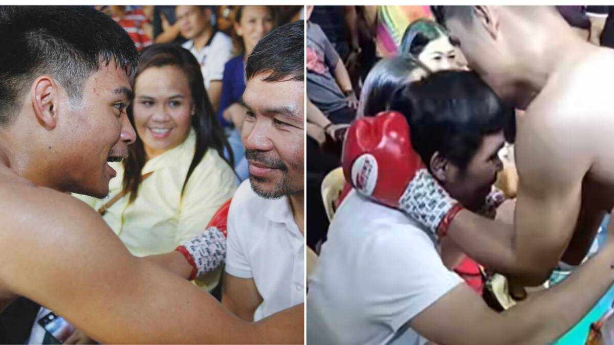 Eman Bacosa, niyakap si Manny Pacquiao matapos niyang manalo sa boxing match - KAMI.COM.PH