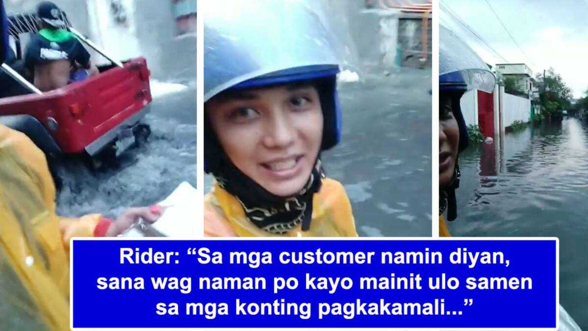 Video ng Shopee rider na sinusuong ang baha maihatid lang ang parcel ...