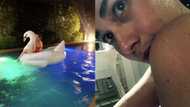 Home alone? Bea Alonzo avoids socializing this weekend and opts to relax at her own swimming pool instead