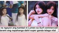 Humanga talaga ang netizens sa ganda nila! Lumen's twins from the iconic Surf commercial are all grown up