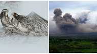 Nakaka-kilabot! Mayon Volcano's gas cloud formation that looks like silhouette of Panganoron and Magayon wows netizens