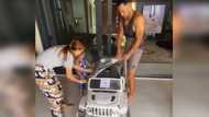 Derek Ramsay gives Elias giant remote control car, labels it: "From Tito D."