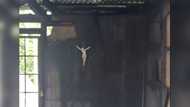Family shares how crucifix, saints' statues, stay preserved despite house razed by fire