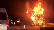 Engine fire destroys passenger bus on NLEX; Heroic crew saves all 51 passengers