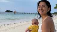 Alice Dixson takes her adorable baby girl Aura to a gorgeous beach