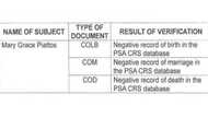 "Mary Grace Piattos," walang birth record umano, ayon sa sa PSA