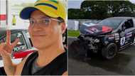 Troy Montero, ligtas matapos maaksidente at mawasak ang unahan ng kanyang racing car