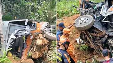 1 dead, 2 injured, in a road mishap after truck plunges into a cliff