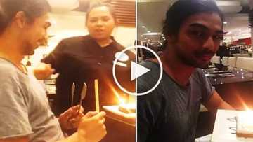 Kiray Celis lied to these restaurant employees about Kirst Viray’s birthday so that they could get a free cake!