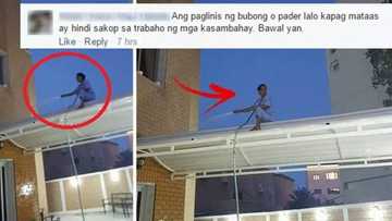 Inabusong OFW? These photos of a Pinay domestic helper cleaning the roof have caused outrage on social media!