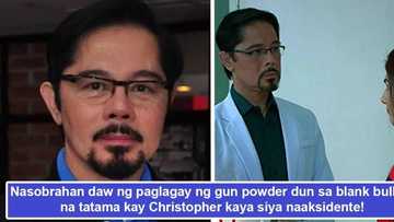 Nabaril siya sa set! Christopher de Leon suffers from freak accident as he gets hit by bullet during 'Kambal Karibal' taping