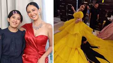 Katrina Halili’s daughter Katie turns Carla Abellana’s gown into a lounge spot at GMA Gala 2025
