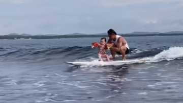 Video of Lilo bravely surfing with Daddy Philmar goes viral