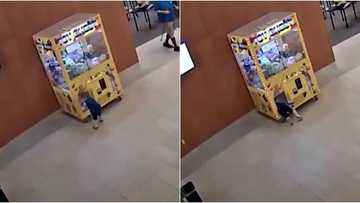 Kid gets stuck inside a claw machine after force entry