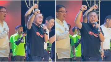 Bong Go, emosyonal habang kumakanta sa prayer rally para kay Duterte