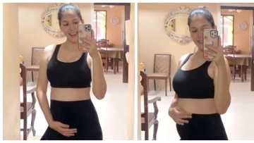 Vickie Rushton shows her 26-week baby bump in viral video