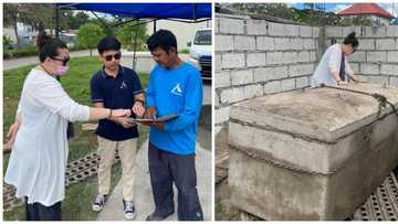 Janna Dominguez gets emotional during mausoleum construction for Yzabel Ablan