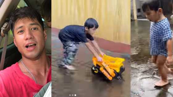 Videos ni Aljur Abrenica at mga anak na naliligo sa ulan, viral