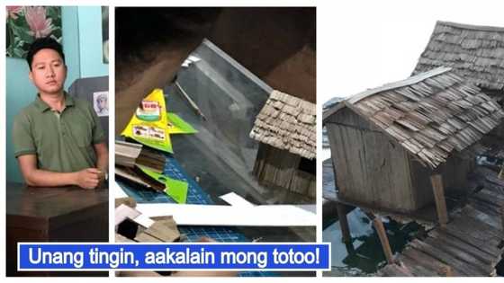 Talentado talaga! Architecture student, kamangha-mangha ang mga miniature Badjao houses na para talagang totoo