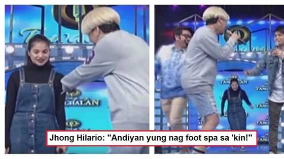 Mukha raw spa therapist! Anne Curtis chases Jhong Hilario around the stage after he and Vice Ganda made fun of her denim jumper outfit