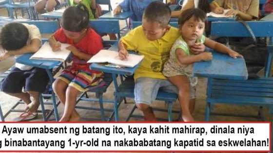 Dahil walang magbabantay sa kapatid niya! Grade 1 student brings 1-year-old brother to class because he does not want to be absent