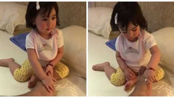 Super sweet Scarlet Snow gives her dad Hayden Kho a special foot massage