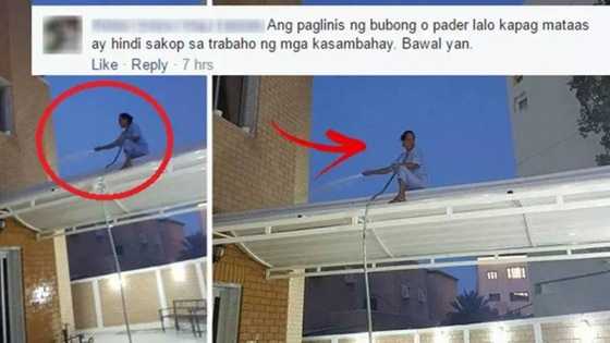 Inabusong OFW? These photos of a Pinay domestic helper cleaning the roof have caused outrage on social media!