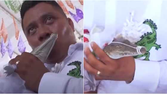 MEXICAN TRADITION: Mayor ties the knot with a crocodile