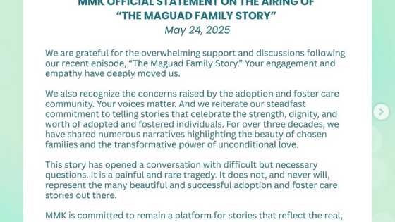 MMK, nagbigay ng pahayag ukol sa tagumpay ng Maguad episode