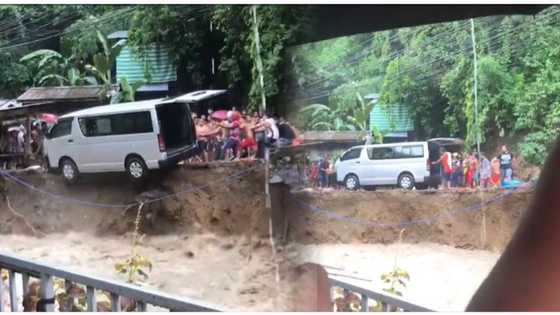 Video ng van na naligtas sa pagkakahulog sa rumaragasang tubig, viral