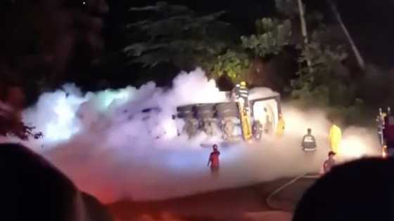 Makapal na usok mula sa tanker truck, naging sanhi ng aberya sa highway sa Sarangani