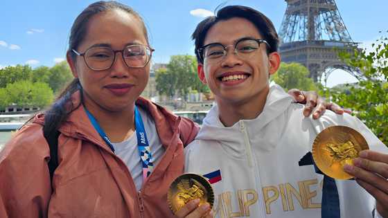 Olympic champs Carlos Yulo at Hidilyn Diaz, nagkita na sa Paris